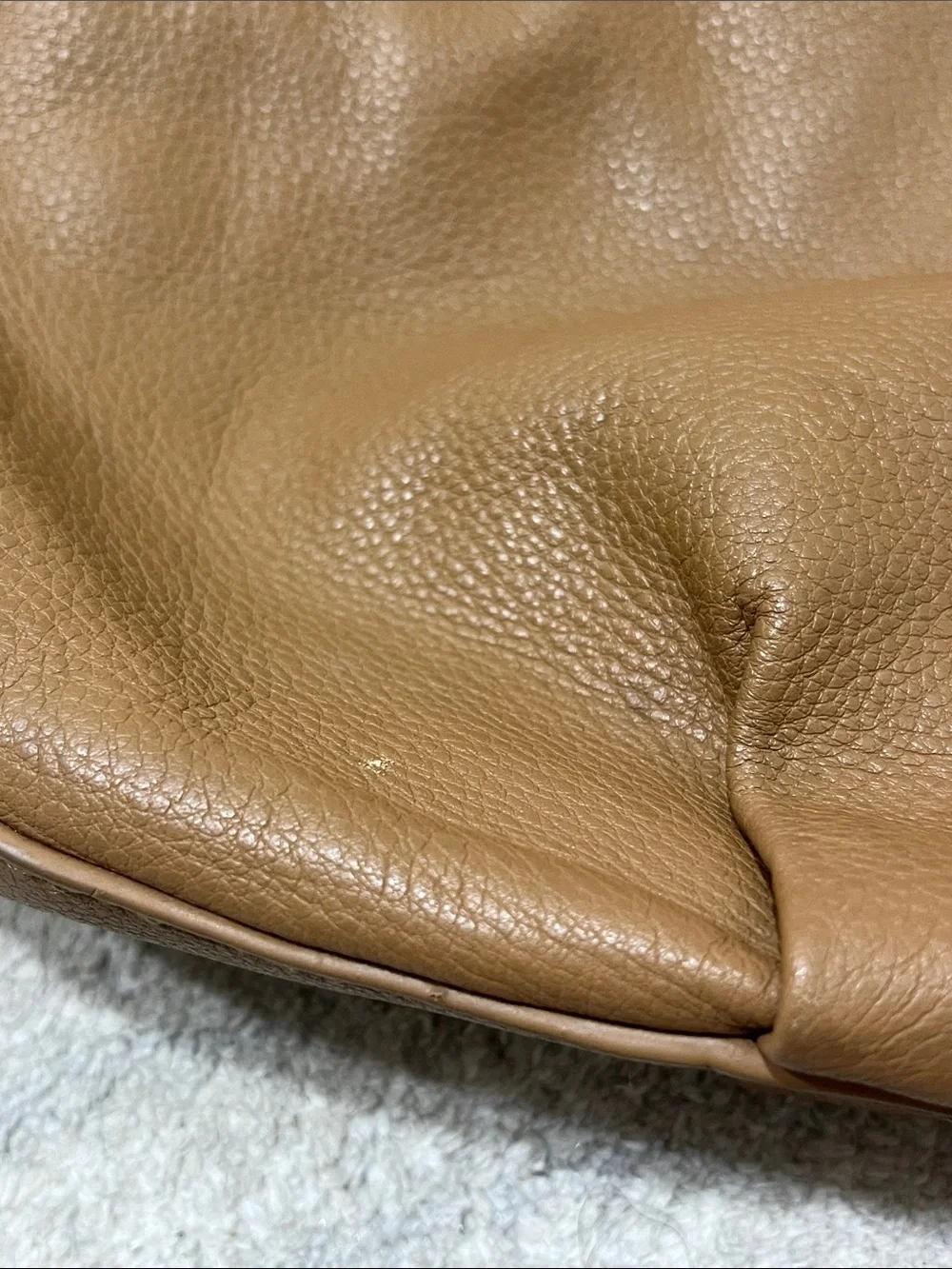 Tory Burch tan pebble leather handbag
